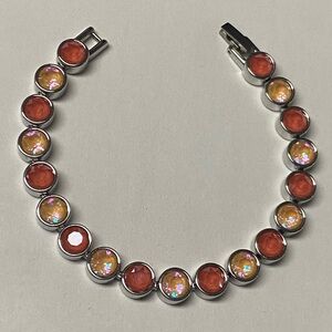 Touchstone Crystal by Swarovski Peachy Rhodium Plated 7.25” Ice Bracelet